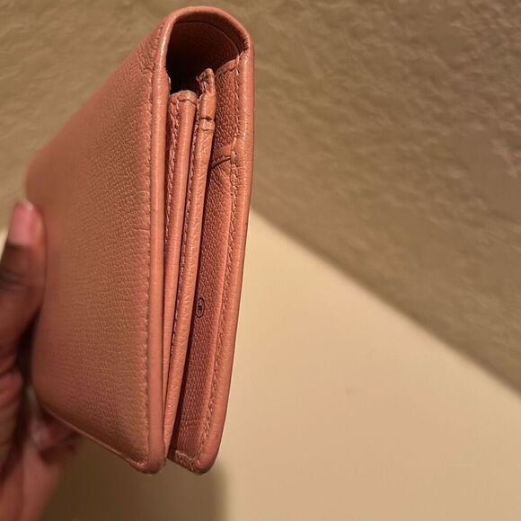 Chanel Foldover Long Cardholder Wallet CC Button Logo Light Pink Leather Luxury - Picture 11 of 14